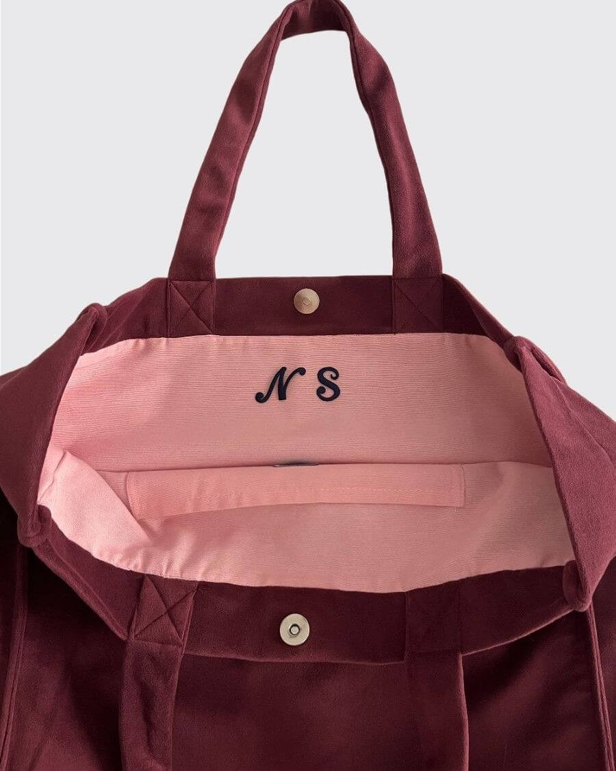 Tote Bag Italia terciopelo Burdeos
